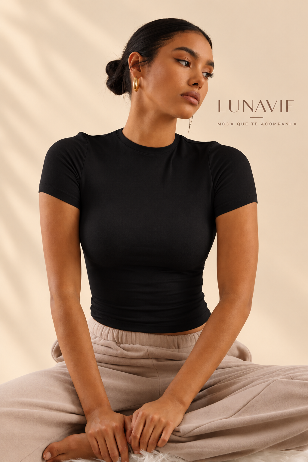 Blusa Baby Tee Feminina Slim Manga Curta