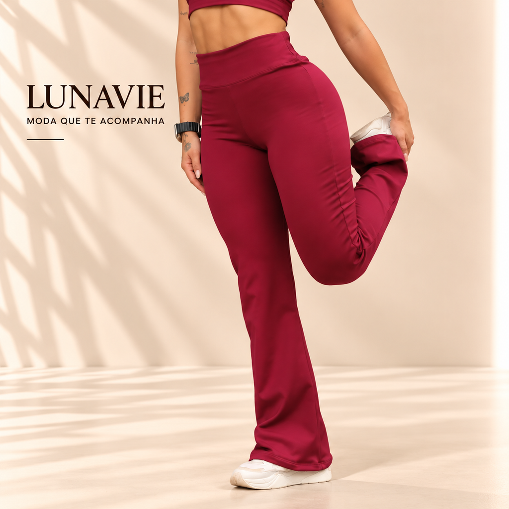 Calça Legging Flare Feminina Cintura Alta