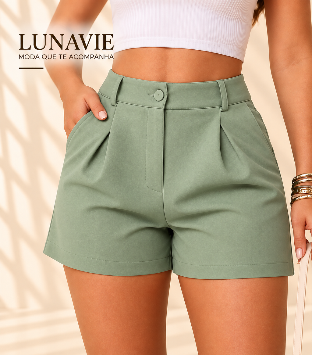 Short Feminino de Alfaiataria Cintura Alta