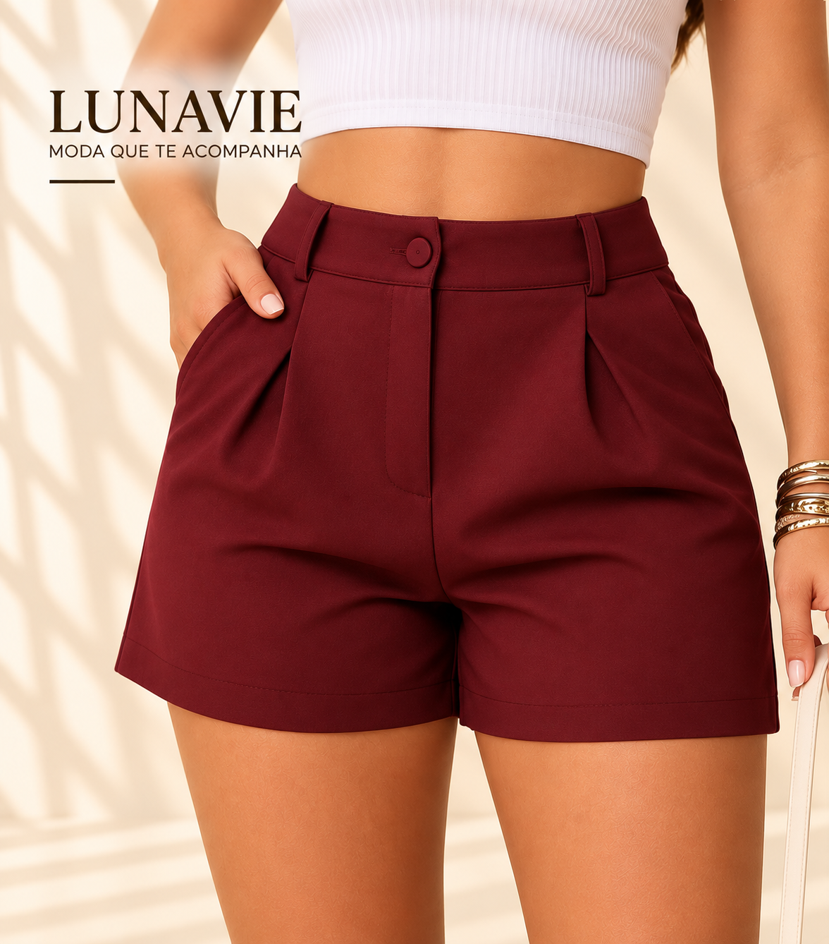 Short Feminino de Alfaiataria Cintura Alta