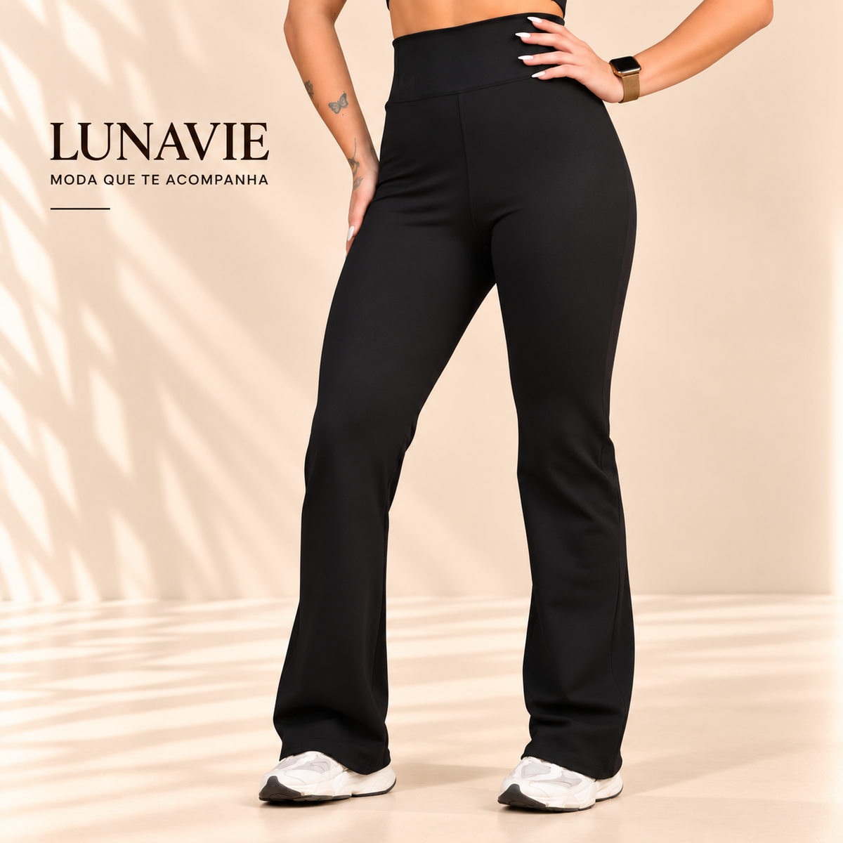Calça Legging Flare Feminina Cintura Alta