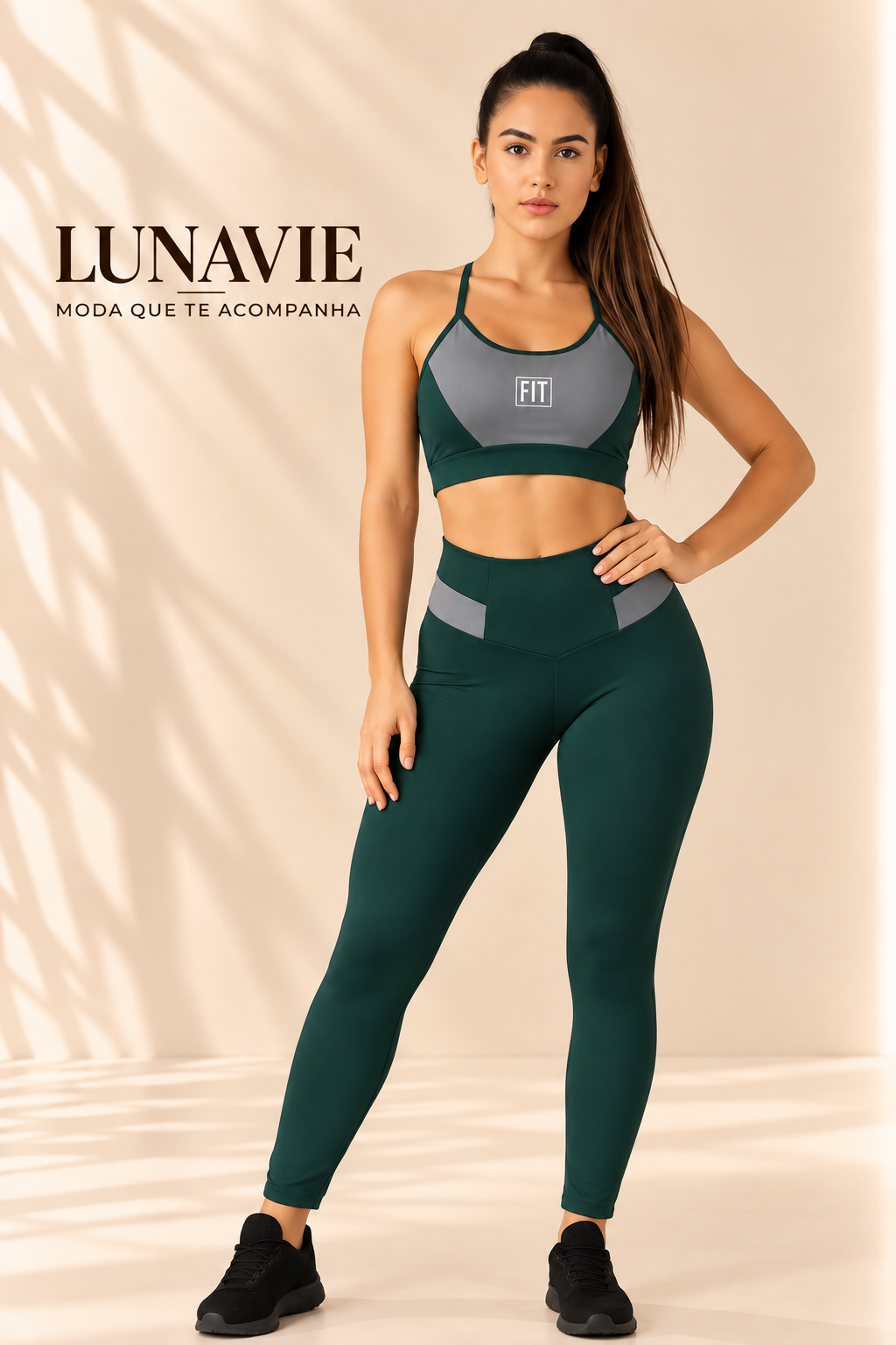 Conjunto Fitness Feminino Legging Cintura Alta + Top com Bojo