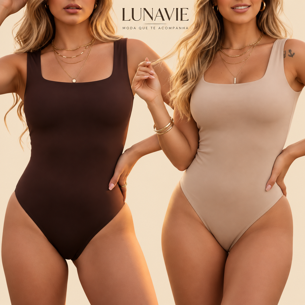 Kit 2 Bodys Femininos Decote Quadrado