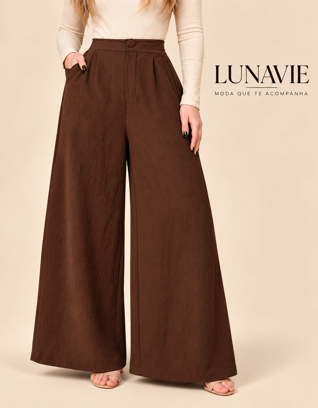 Calça Pantalona Wide Leg Feminina