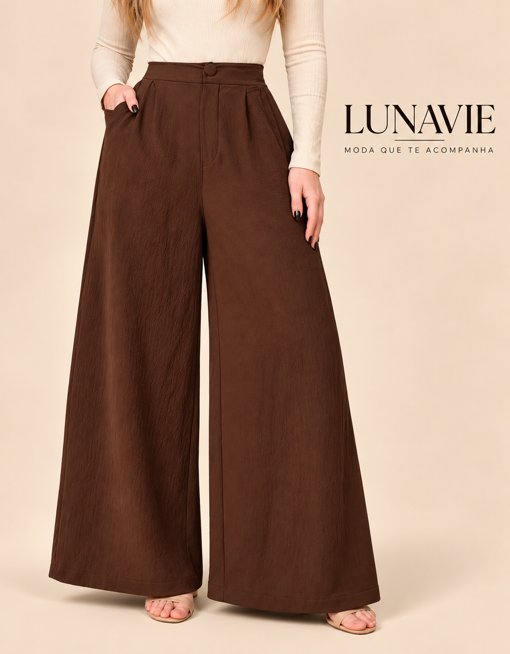 Calça Pantalona Wide Leg Feminina