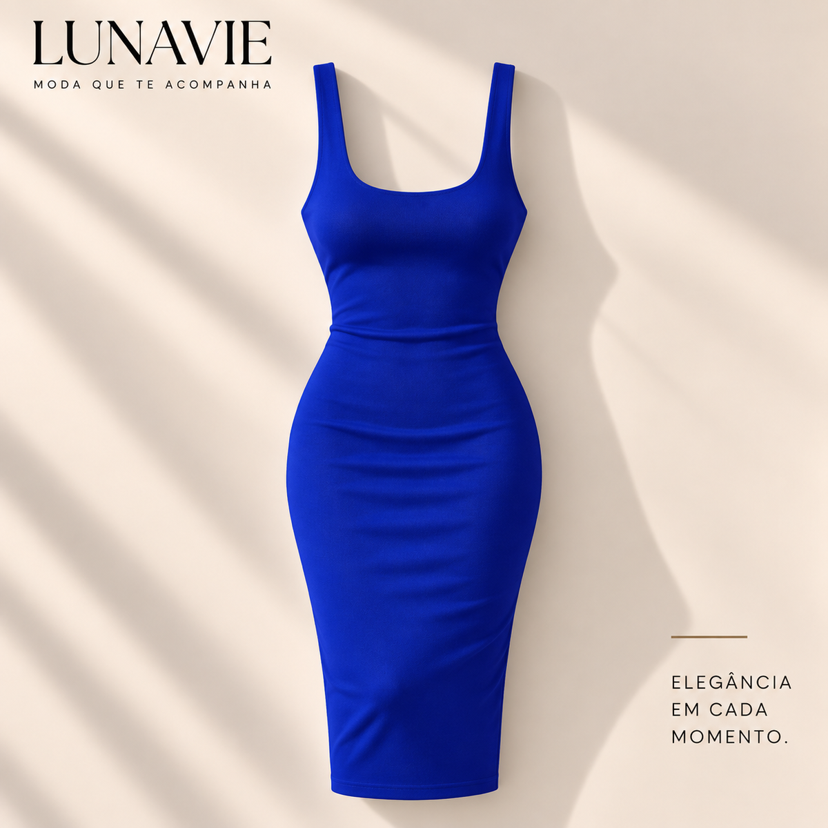 Vestido Midi Feminino Justo