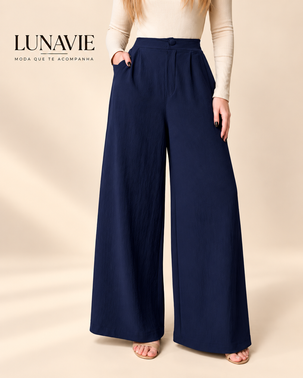 Calça Pantalona Wide Leg Feminina