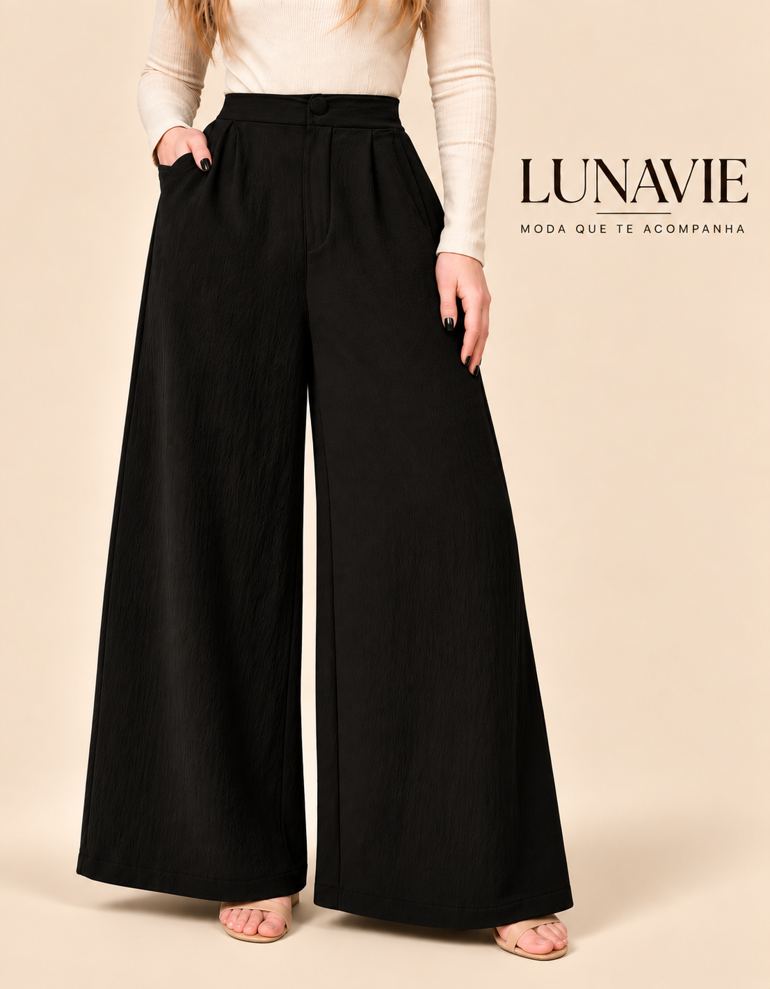Calça Pantalona Wide Leg Feminina