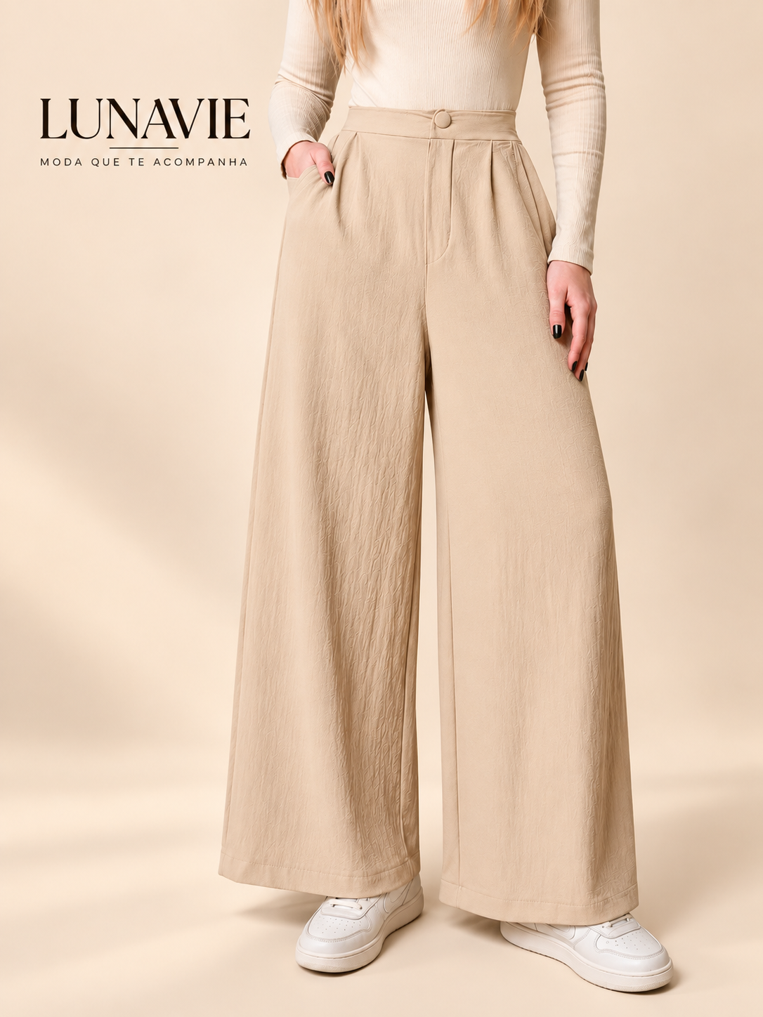 Calça Pantalona Wide Leg Feminina