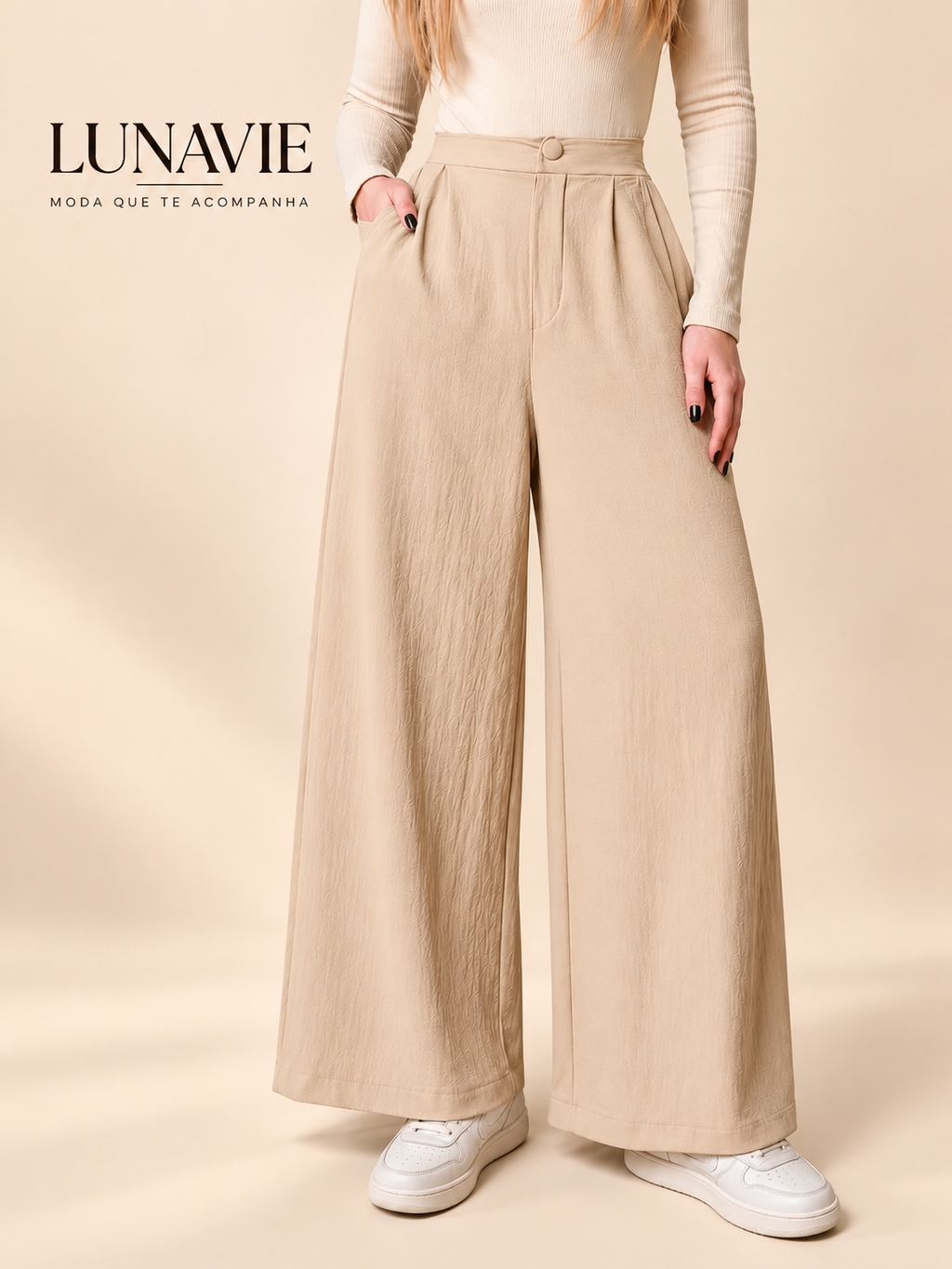 Calça Pantalona Wide Leg Feminina