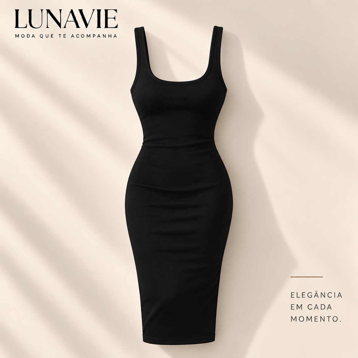Vestido Midi Feminino Justo