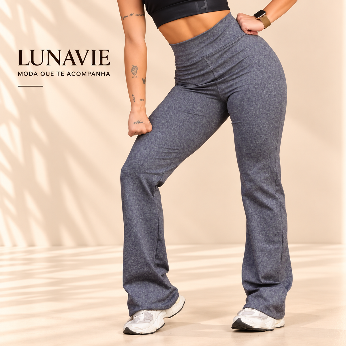 Calça Legging Flare Feminina Cintura Alta