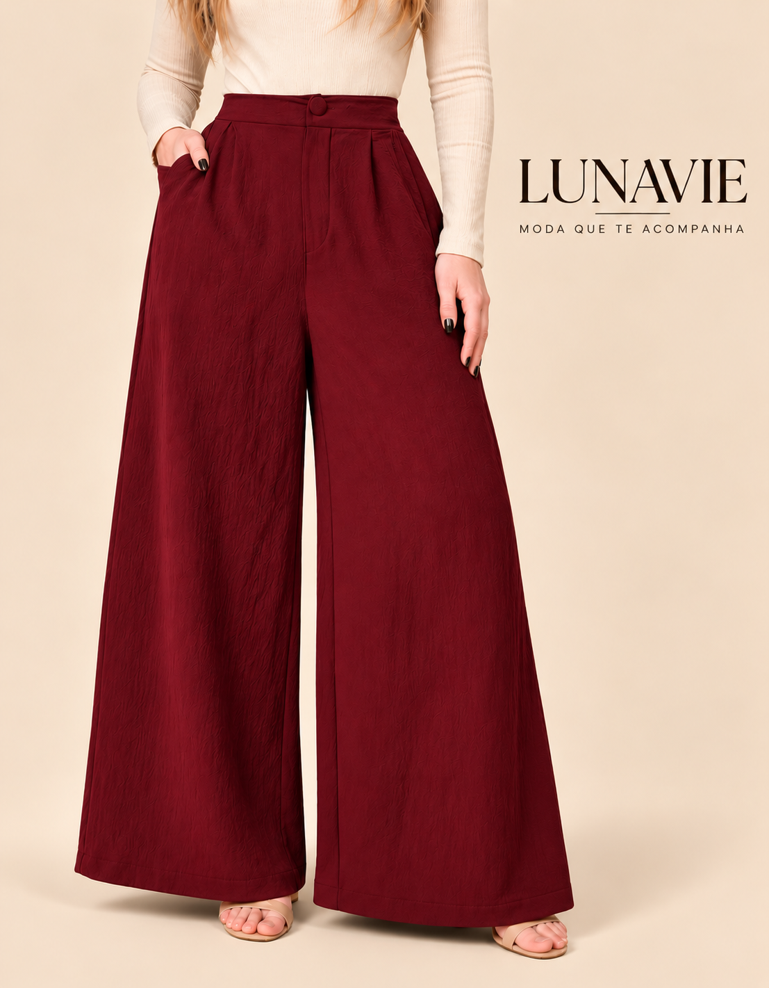 Calça Pantalona Wide Leg Feminina