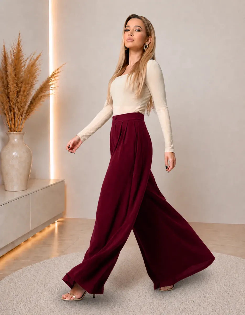 Calça Pantalona Wide Leg Feminina