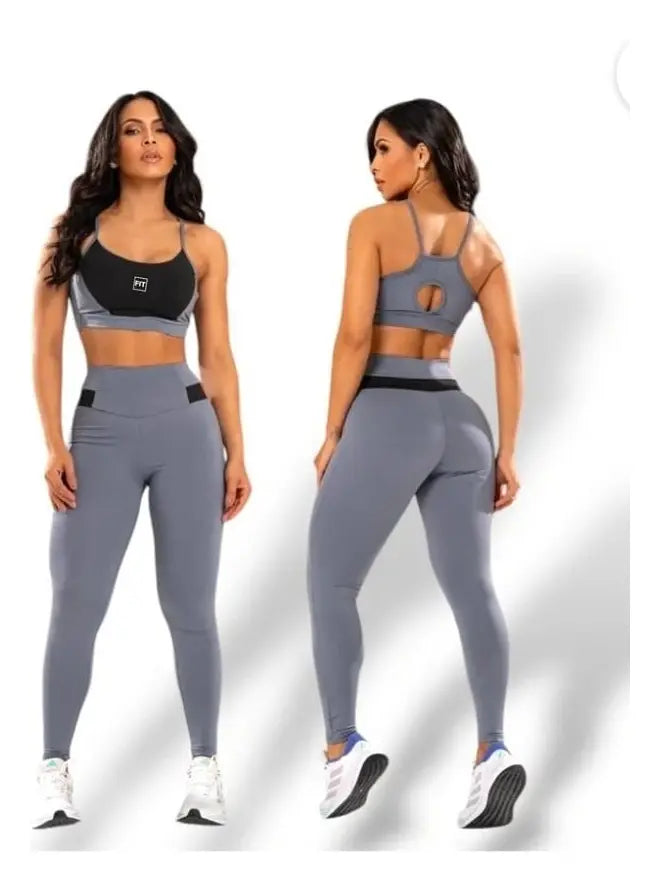 Conjunto Fitness Feminino Legging Cintura Alta + Top com Bojo