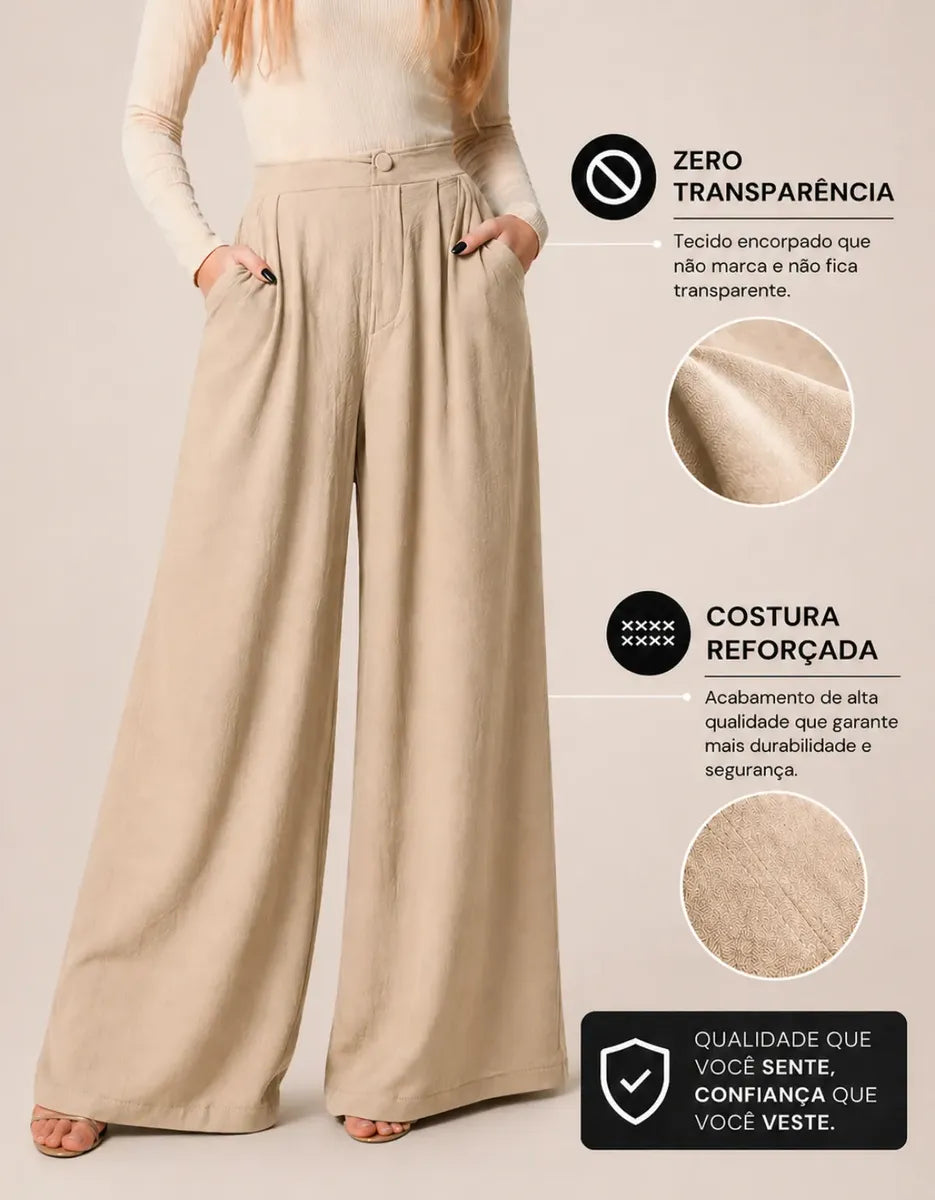 Calça Pantalona Wide Leg Feminina