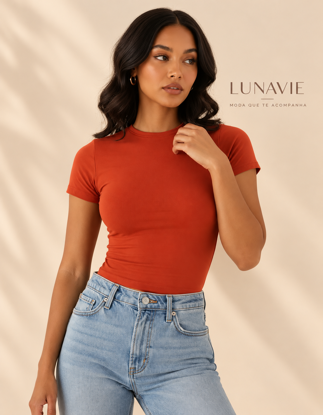 Blusa Baby Tee Feminina Slim Manga Curta