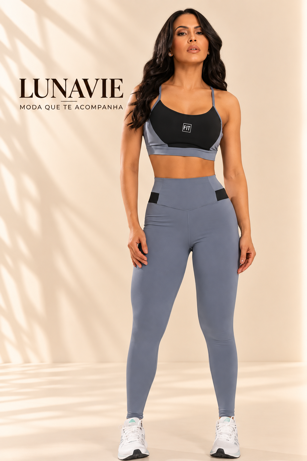 Conjunto Fitness Feminino Legging Cintura Alta + Top com Bojo