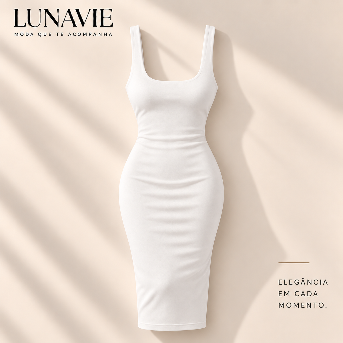 Vestido Midi Feminino Justo