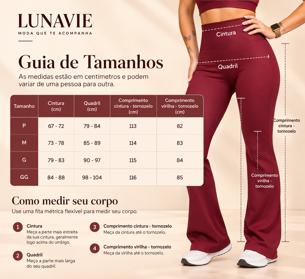 Calça Legging Flare Feminina Cintura Alta