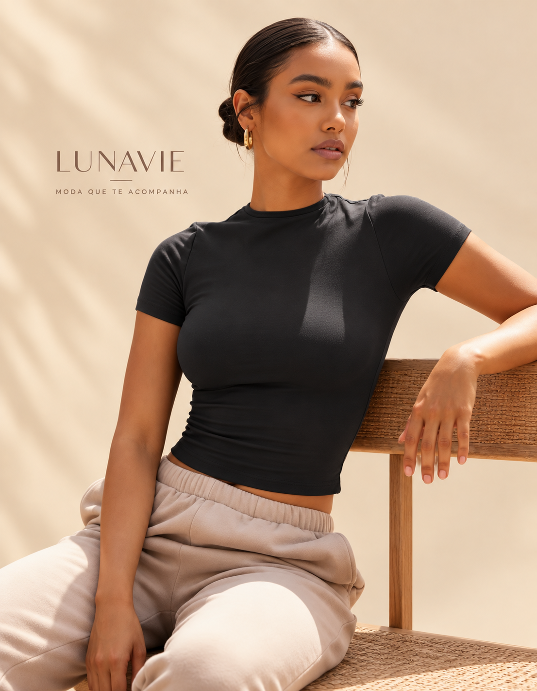 Blusa Baby Tee Feminina Slim Manga Curta